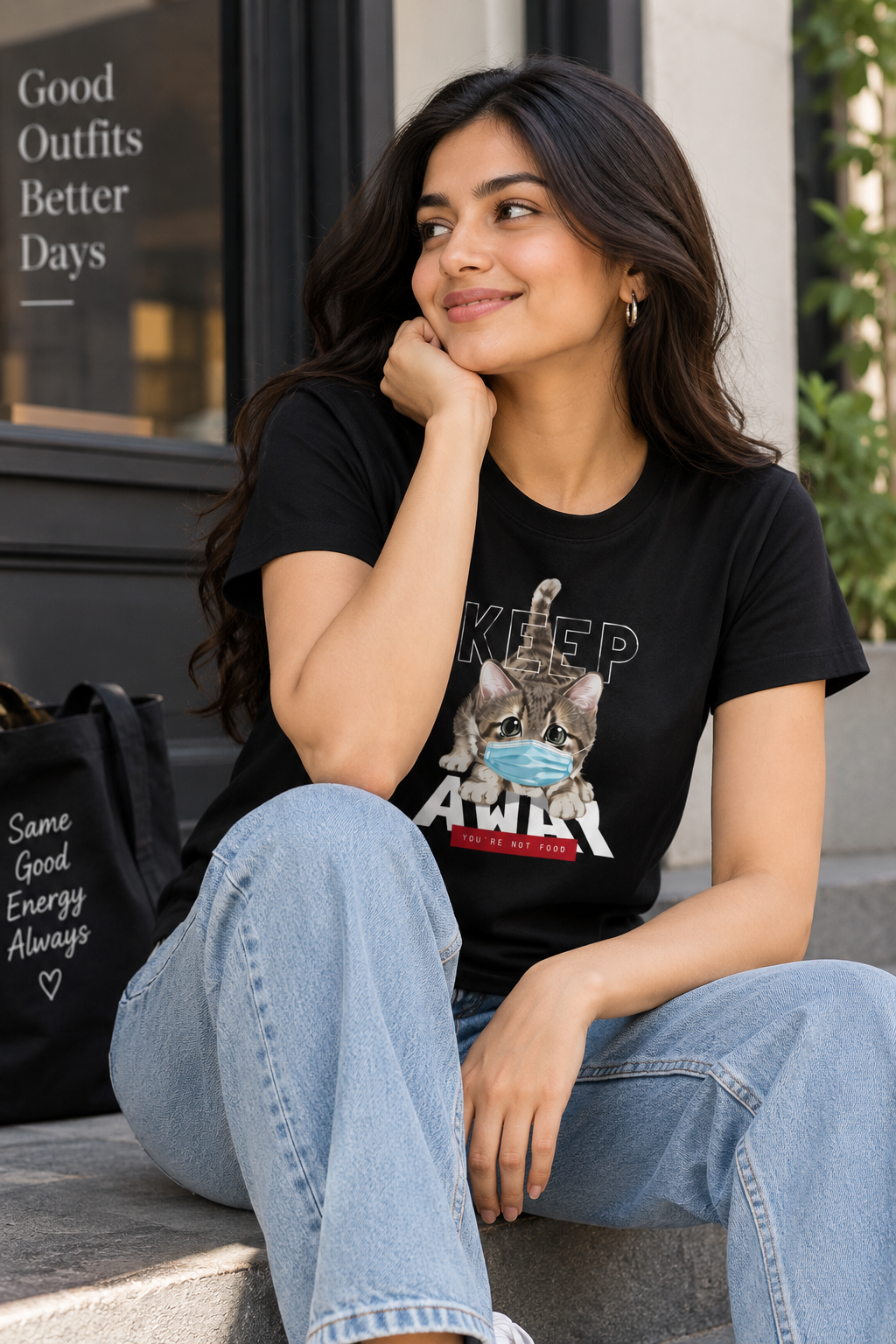 Keep Calm Cat Graphic T-Shirt | Women's Regular Fit Tee