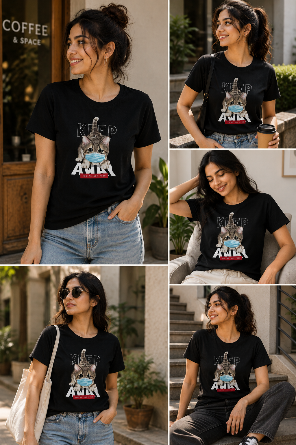 Keep Calm Cat Graphic T-Shirt | Women's Regular Fit Tee