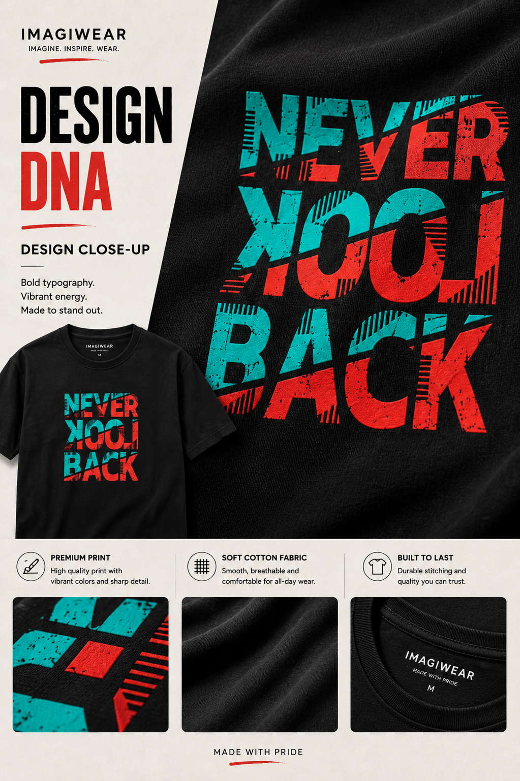 Never Look Back Graphic T-Shirt | Unisex Regular Fit Tee