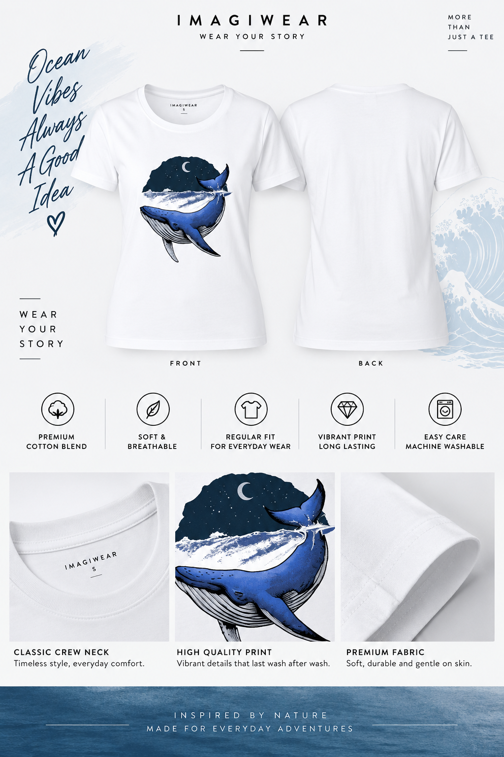 Midnight Whale Graphic T-Shirt | Women's Regular Fit Tee
