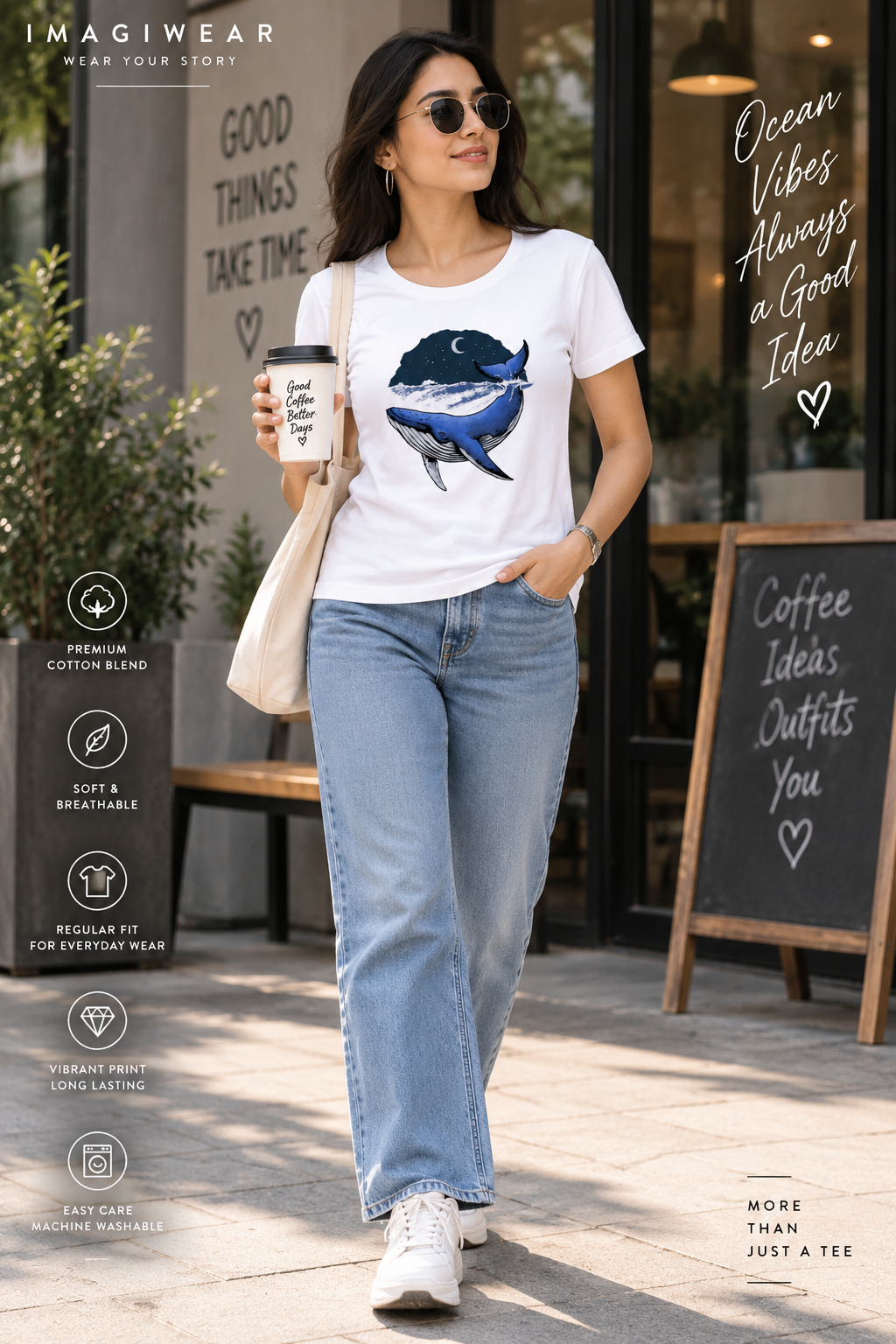 Midnight Whale Graphic T-Shirt | Women's Regular Fit Tee