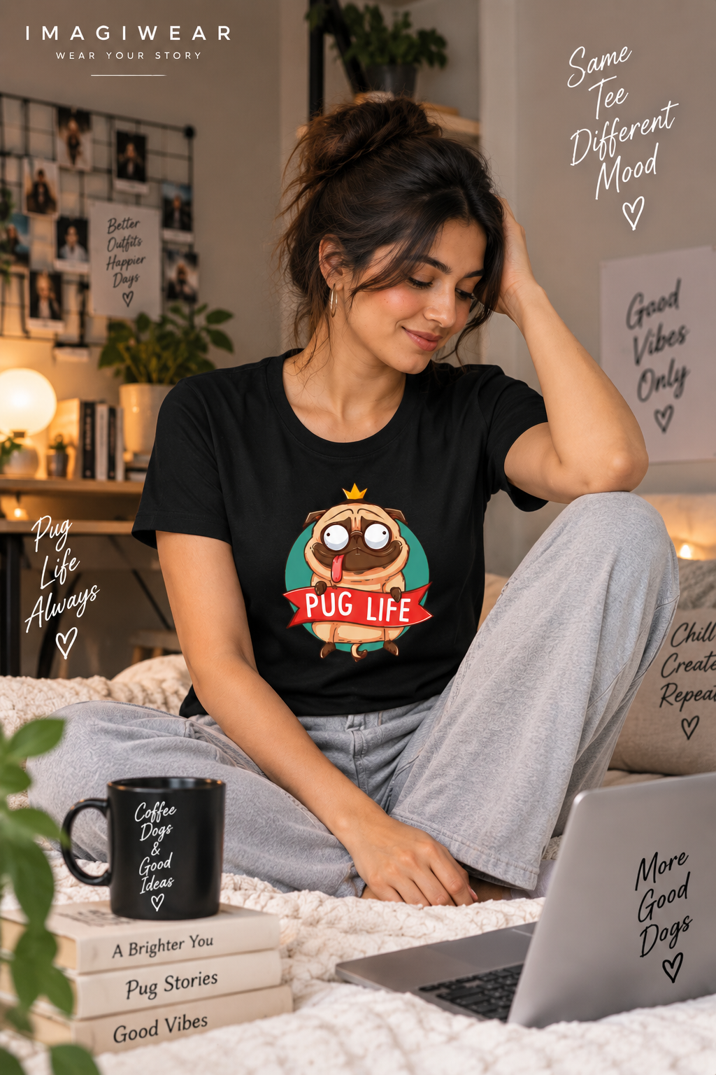 Pug Life Graphic T-Shirt | Women's Regular Fit Tee
