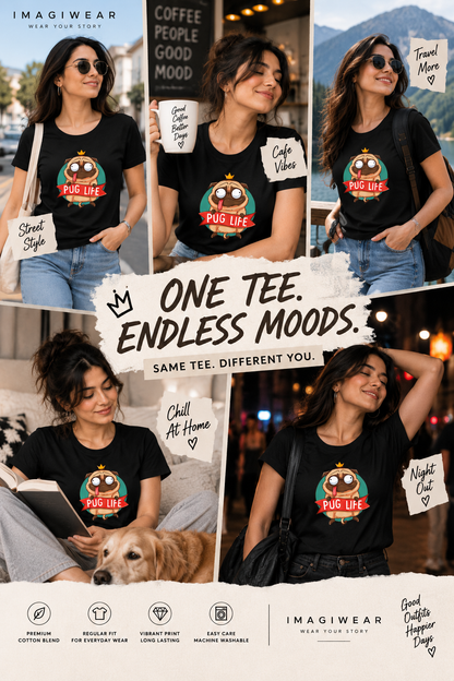 Pug Life Graphic T-Shirt | Women's Regular Fit Tee