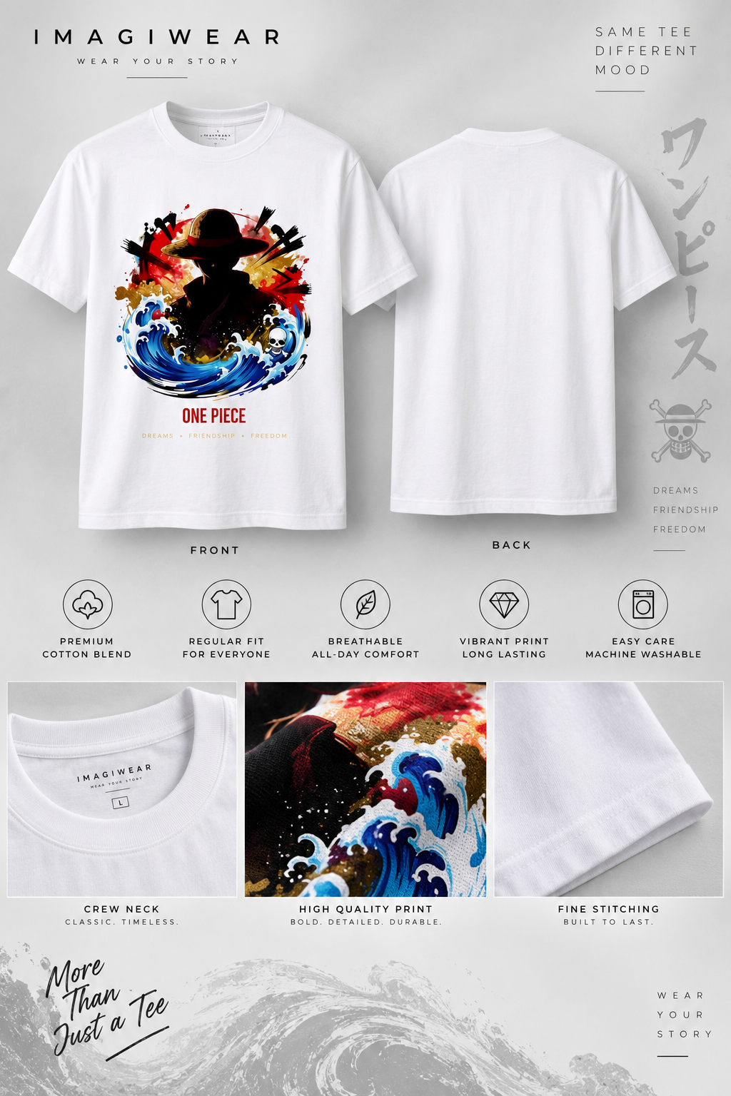 One Piece Inspired Oversized T-Shirt | Pirate Anime Streetwear Tee