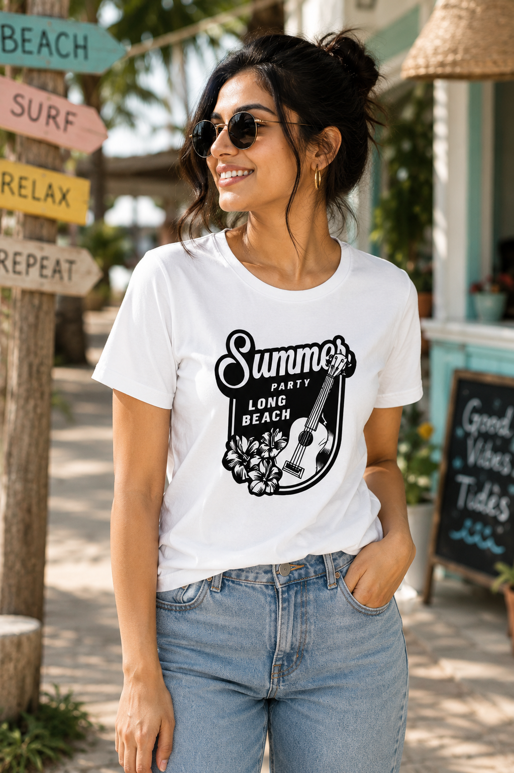 Summer Party Beach Graphic T-Shirt | Women's Regular Fit Tee