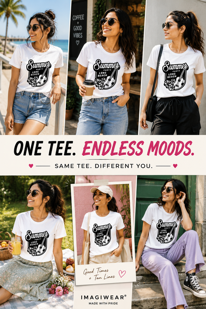 Summer Party Beach Graphic T-Shirt | Women's Regular Fit Tee