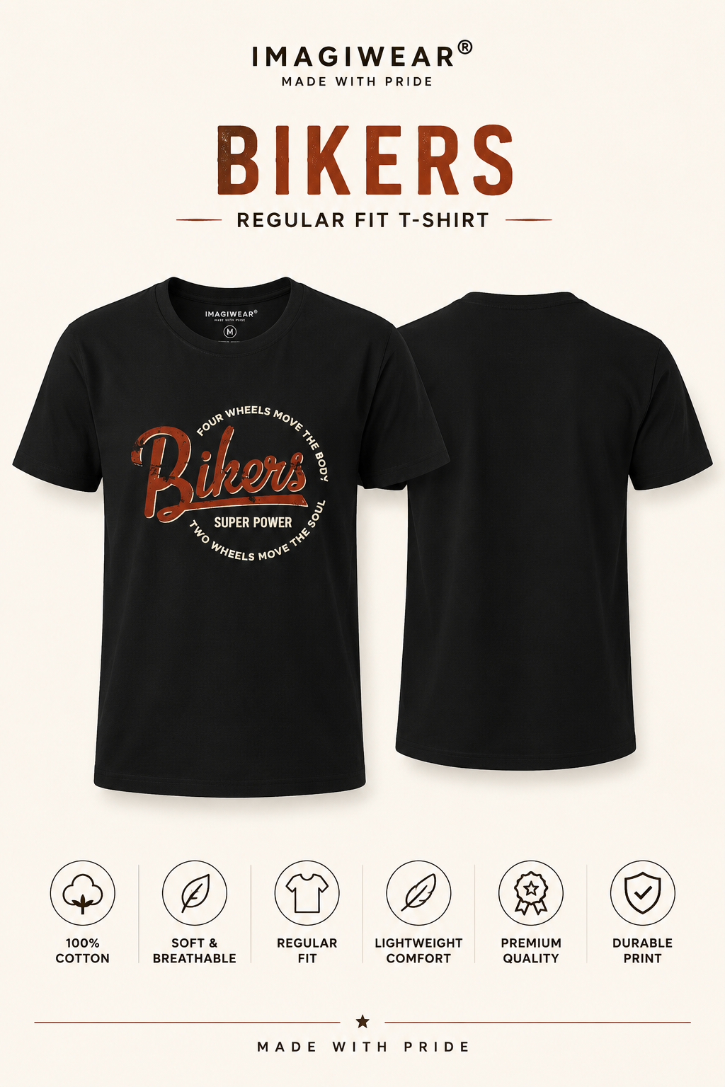 Bikers Super Power Graphic T-Shirt | Women's Regular Fit Tee