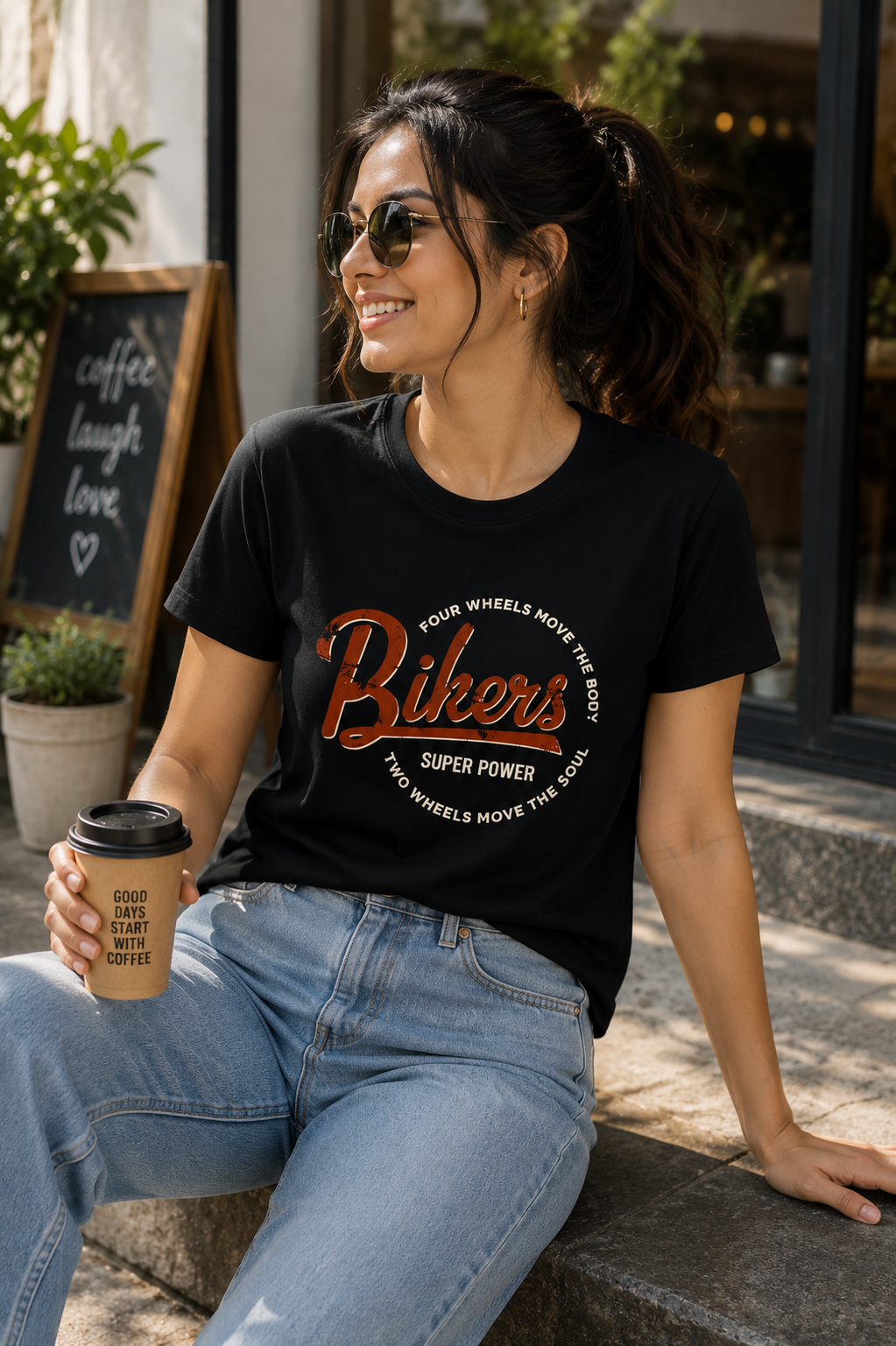 Bikers Super Power Graphic T-Shirt | Women's Regular Fit Tee