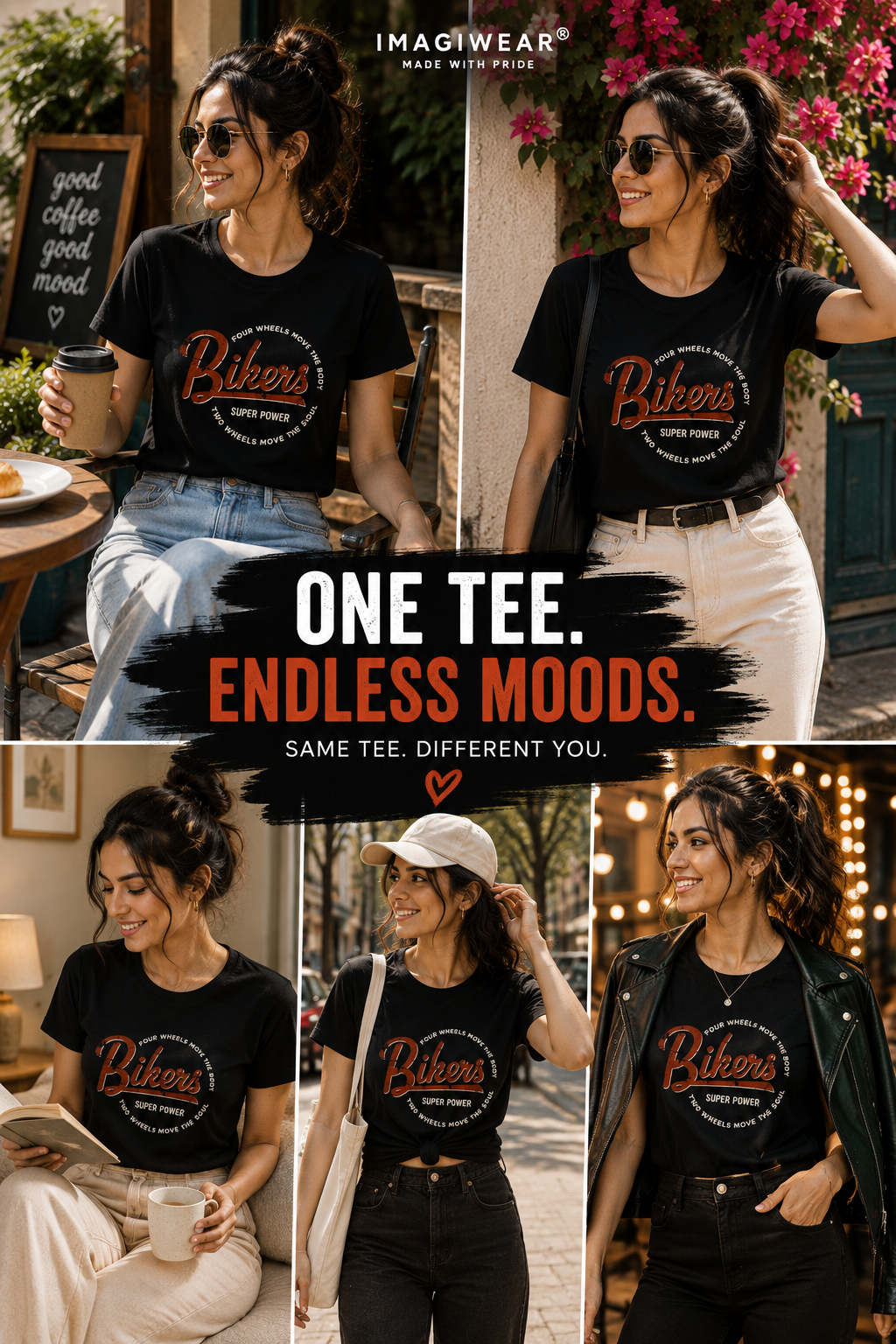 Bikers Super Power Graphic T-Shirt | Women's Regular Fit Tee
