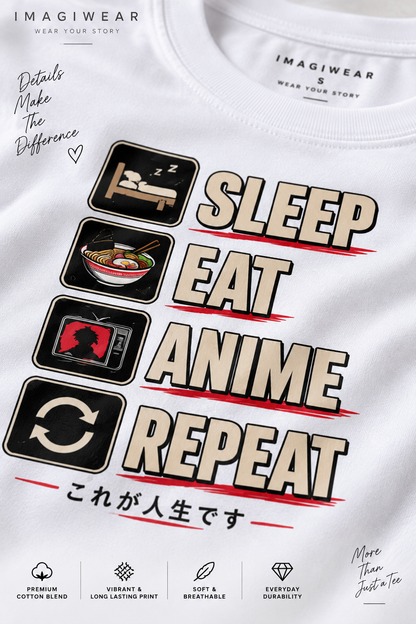 Sleep Eat Anime Repeat Graphic T-Shirt | Women's Regular Fit Tee