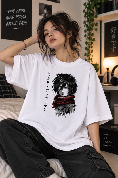 Mikasa Ackerman Graphic T-Shirt | Oversized Unisex Attack on Titan Anime Tee