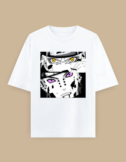 Anime Eyes Oversized Unisex T-Shirt in Navy Blue - manga inspired graphic tee front view