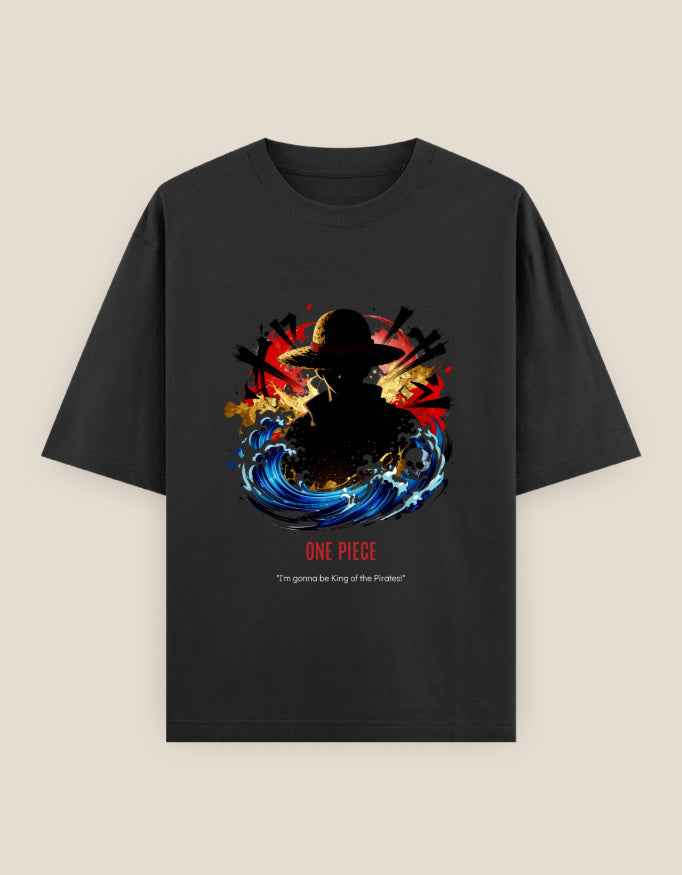 Anime Oversized Heavyweight T-Shirt in White - unisex anime streetwear cotton tee front view