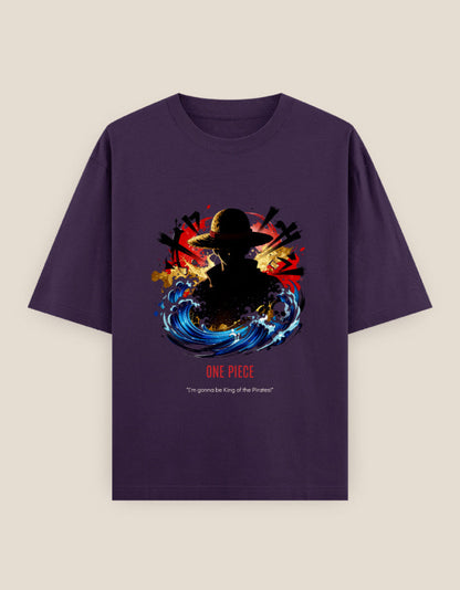 Anime Oversized Heavyweight T-Shirt in Maroon - unisex anime streetwear cotton tee front view