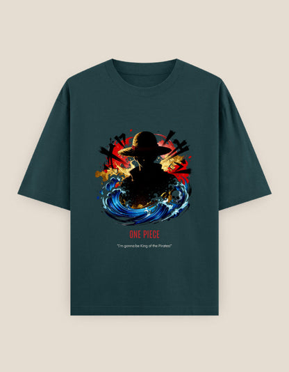 Anime Oversized Heavyweight T-Shirt in Golden Yellow - unisex anime streetwear cotton tee front view