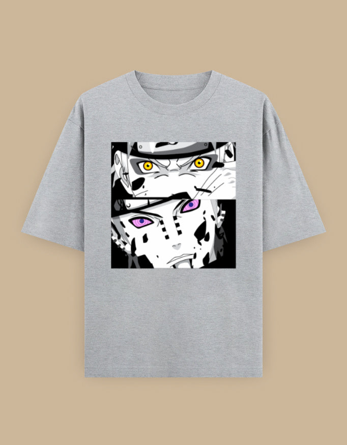 Anime Eyes Oversized Unisex T-Shirt in Bottle Green - manga inspired graphic tee front view