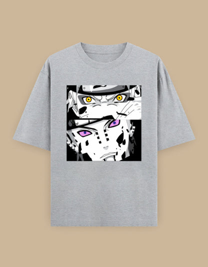 Anime Eyes Oversized Unisex T-Shirt in Bottle Green - manga inspired graphic tee front view