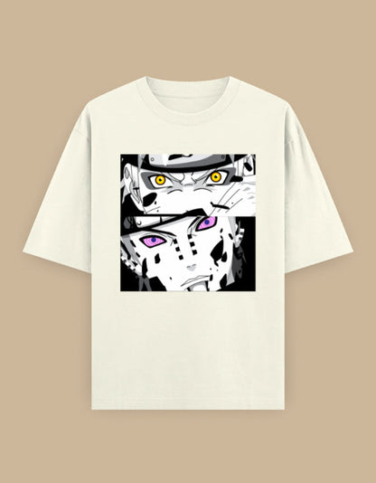 Anime Eyes Oversized Unisex T-Shirt in White - manga inspired graphic tee front view