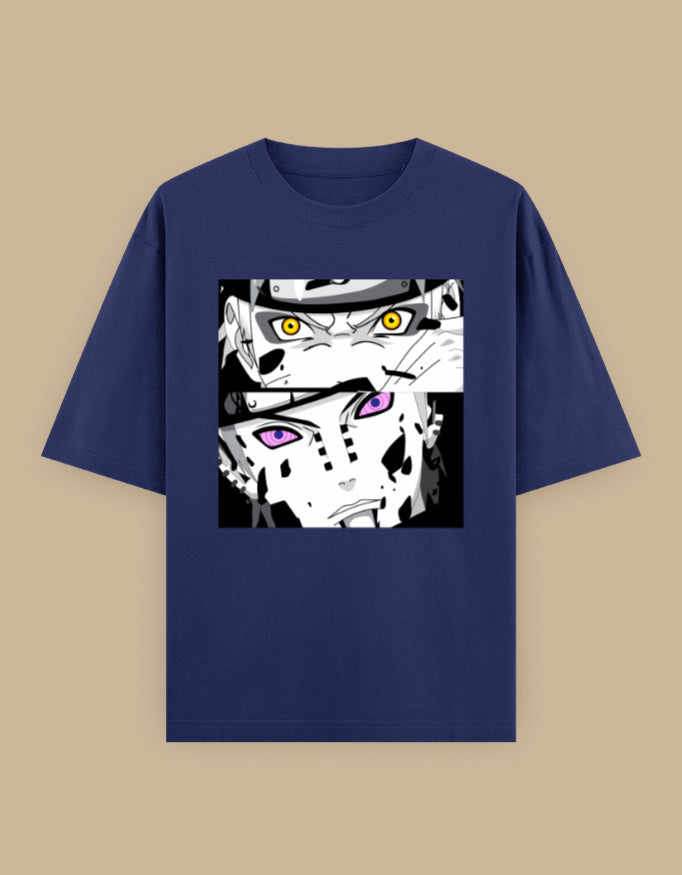 Anime Eyes Oversized Unisex T-Shirt in Red - manga inspired graphic tee front view