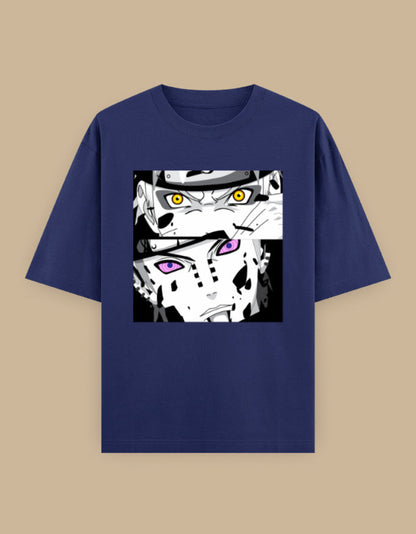 Anime Eyes Oversized Unisex T-Shirt in Red - manga inspired graphic tee front view