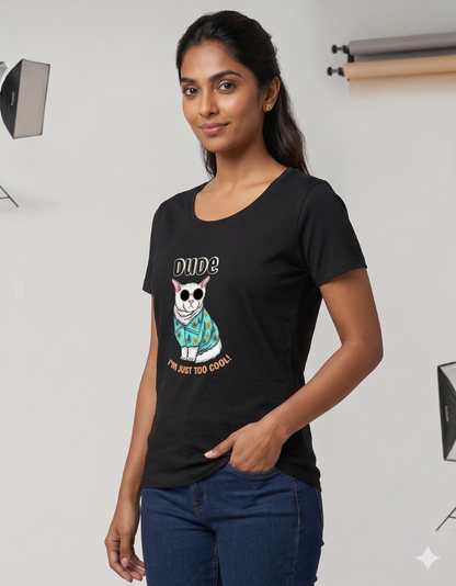 Women’s Cool Cat Graphic T-Shirt | Funny Casual Cotton Tee