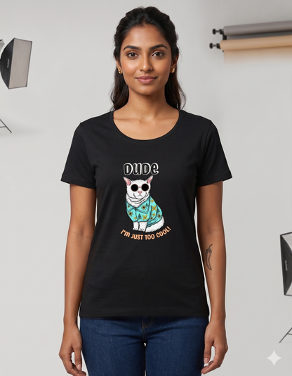 Women’s Cool Cat Graphic T-Shirt | Funny Casual Cotton Tee
