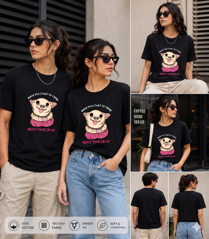 When You Start To Think About Your Crush Women’s Graphic T-Shirt – Cute Puppy Tee