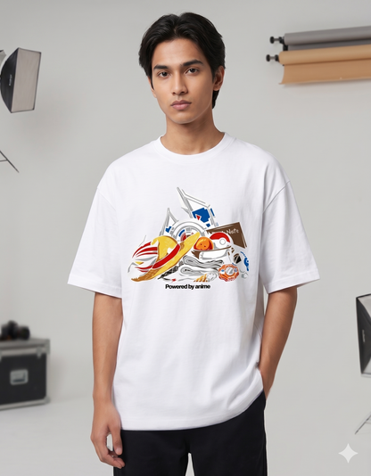 Powered by Anime Crossover T-Shirt | Ultimate Otaku Streetwear Tee