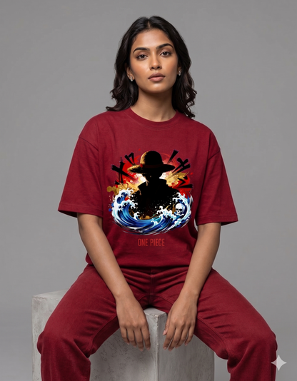 Anime Oversized Heavyweight T-Shirt back view - unisex streetwear cotton tee, 240 GSM heavyweight fabric