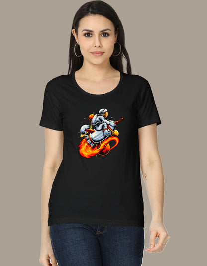 Astronaut rocket ride women’s regular fit space graphic T-shirt
