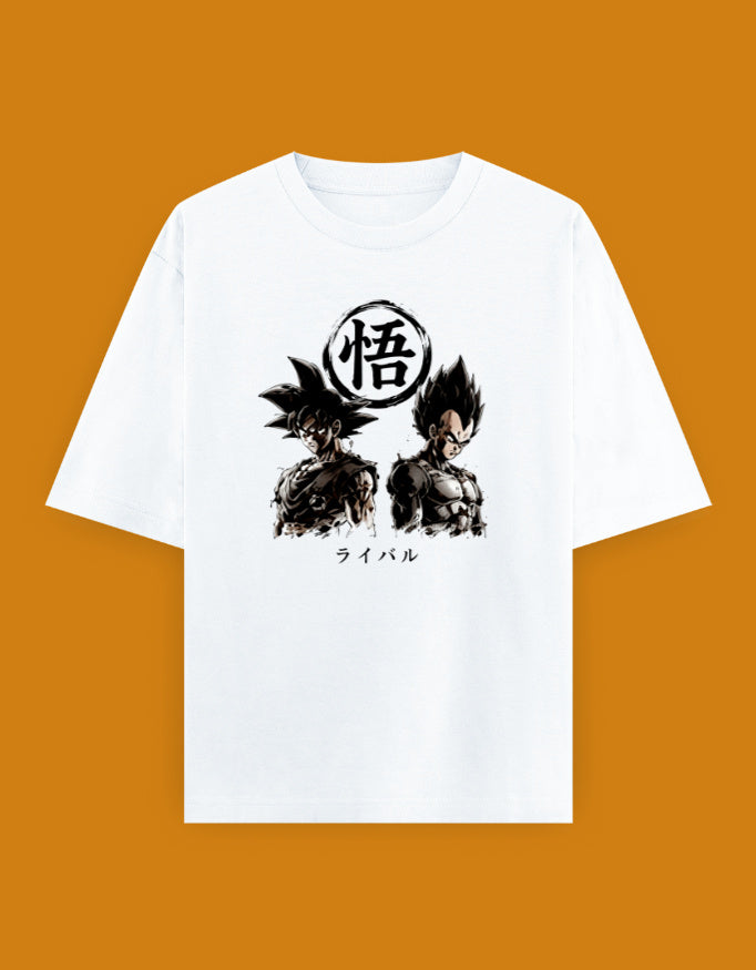 Goku and Vegeta rivalry oversized unisex Dragon Ball Z graphic T-shirt