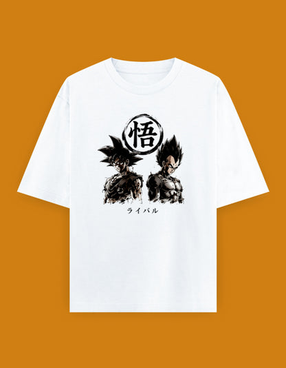 Goku and Vegeta rivalry oversized unisex Dragon Ball Z graphic T-shirt