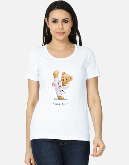 Kick Ass teddy bear women’s regular fit funny graphic T-shirt