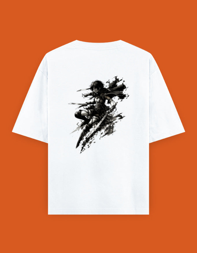 Mikasa Ackerman blade strike oversized unisex Attack on Titan anime T-shirt