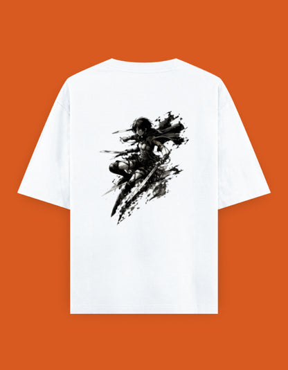 Mikasa Ackerman blade strike oversized unisex Attack on Titan anime T-shirt