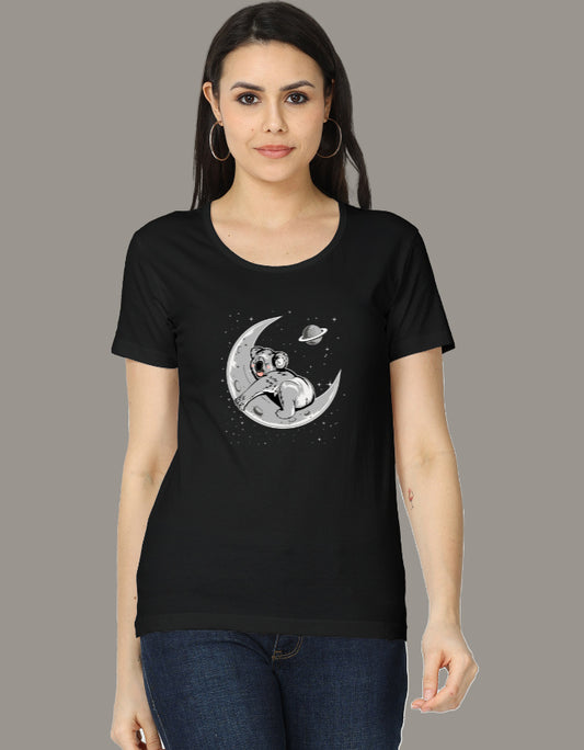 Moonlight koala sitting on crescent moon women's regular fit graphic T-shirt