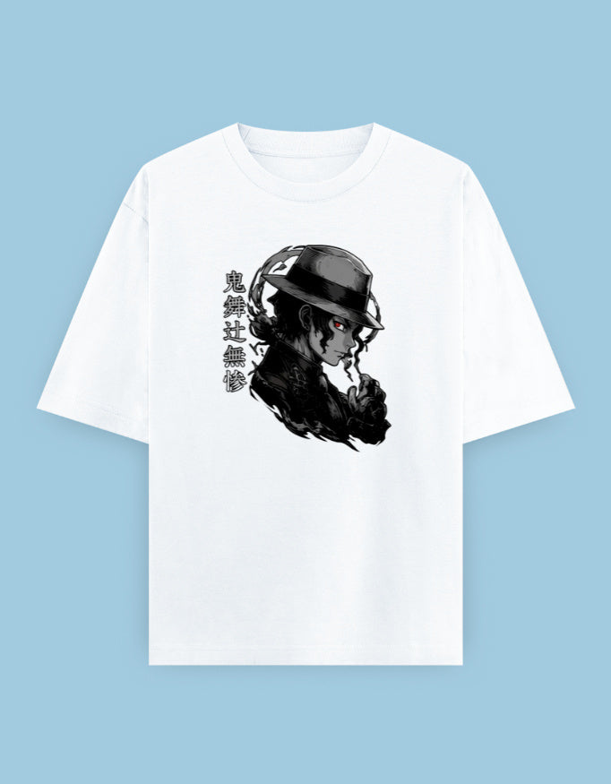 Muzan Kibutsuji Demon Slayer anime graphic on an oversized unisex T-shirt