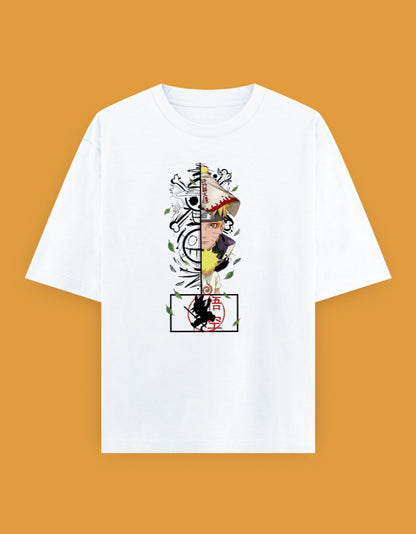 Unisex oversized Naruto Uzumaki graphic T-shirt featuring Hokage and Sage Mode-inspired anime artwork