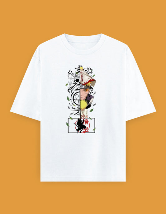 Unisex oversized Naruto Uzumaki graphic T-shirt featuring Hokage and Sage Mode-inspired anime artwork