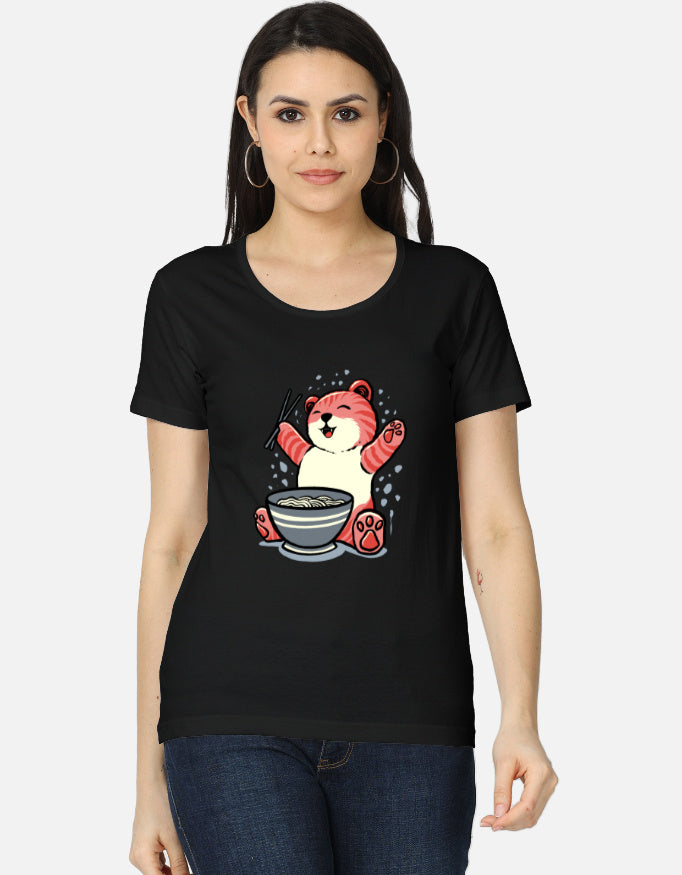 Ramen lover red panda women’s regular fit cute food graphic T-shirt