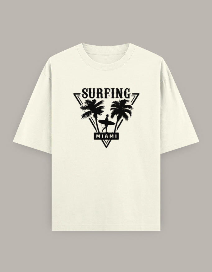 Surfing Miami palm tree oversized unisex graphic T-shirt