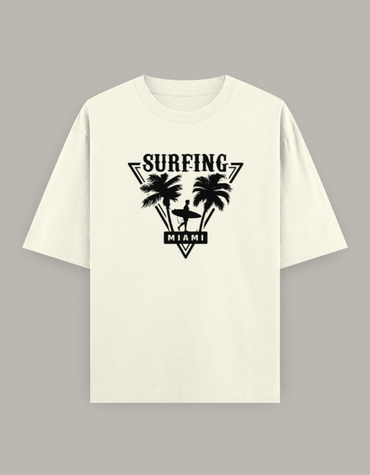 Surfing Miami palm tree oversized unisex graphic T-shirt